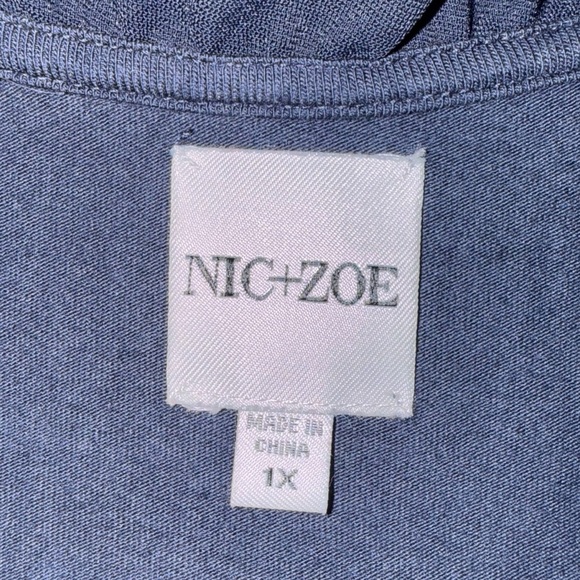 NIC+ZOE Ruffle Around Mixed Media Tank - 1X Navy - Picture 7 of 14